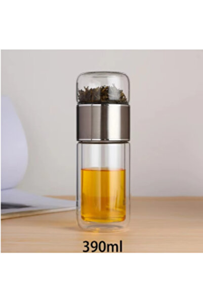 Choice كوب شاي فضي اللون سعة 420 مل، سهل التنظيف، مصنوع من الزجاج، مزود بمصفا...