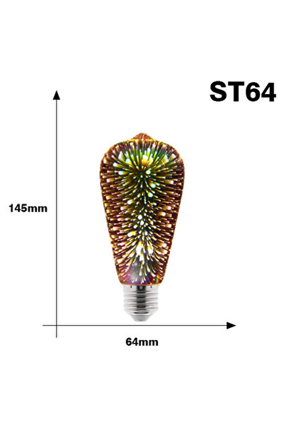 Choice3 مصباح إضاءة ليد ثلاثي الأبعاد ST64 من إيديسون، E27، تيار متردد 220 فو...