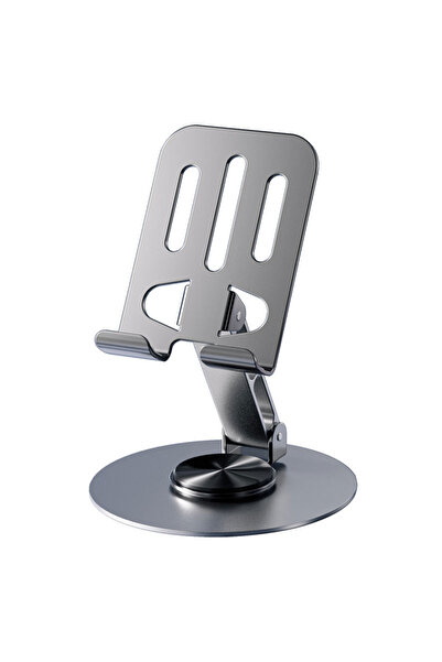 Choice حامل هاتف محمول رمادي اللون، قابل للطي، يدور 360 درجة، مصنوع بالكامل م...