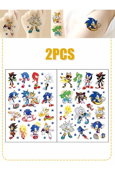 choice2 قطعتان من ملصقات الوشم المزيفة المضيئة للأطفال من بي سونيك، ملصقات عي...