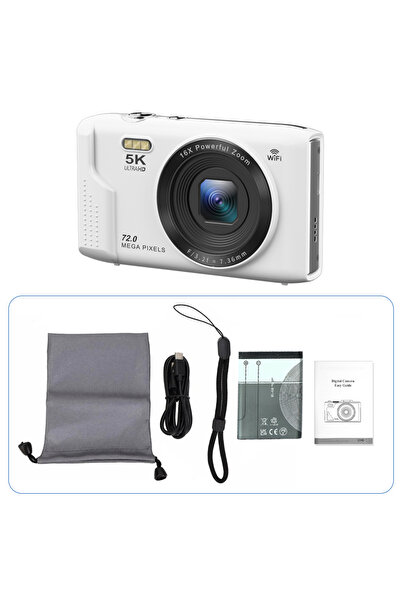 Choice6 كاميرا Ourlife الرقمية مدمج ، بيضاء اللون، بدقة 5K و72 ميجابكسل، وشاش...