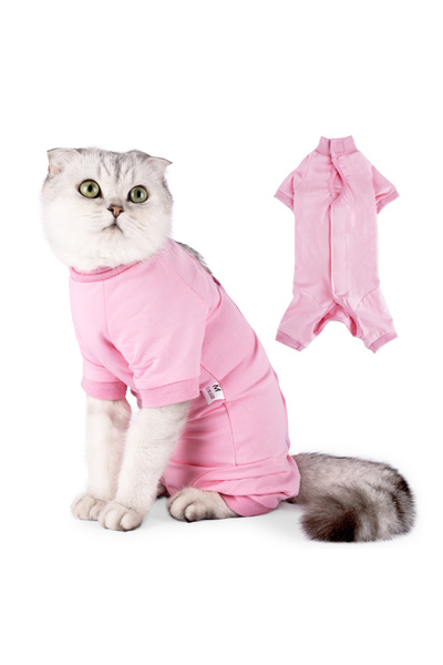 Choice10 بدلة تعافي جراحية للقطط باللون الوردي، مناسبة للذكور والإناث، بديل ل...