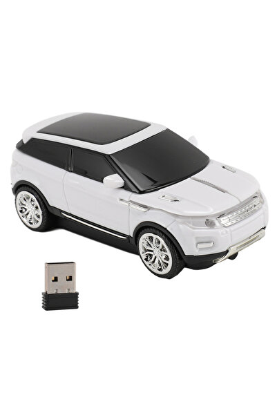 choice2 ماوس ألعاب لاسلكي أبيض على شكل سيارة، بتردد 2.4 جيجاهرتز ودقة 1600 نق...