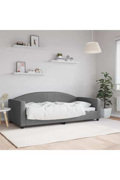 Concept Cadru de pat, gri închis, 90x190 cm, material textil