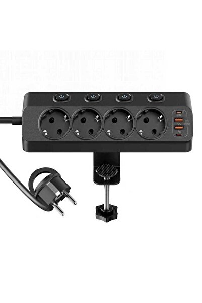 Choice1 2M Plug Black EU AC Plug Power Strip Independent Switches Multi funct...