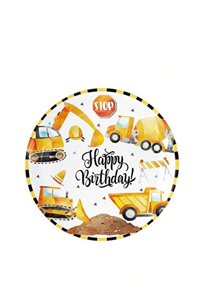 choice2 10pcs 9in plate Construction Birthday Cake Topper Decor Crane Tractor...