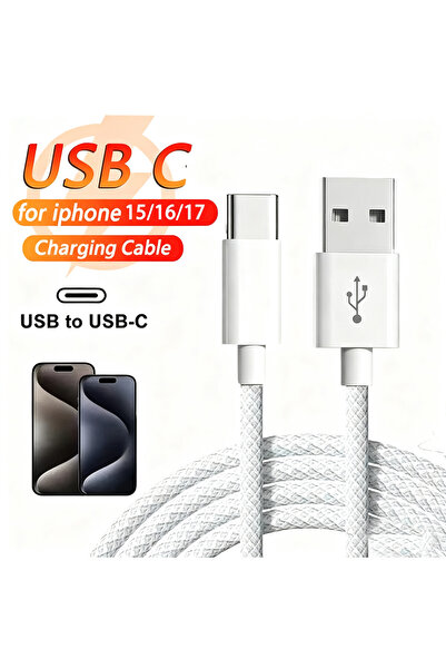 Choice كابل USB-A إلى Type-C أبيض بطول متر واحد وقوة 20 واط (3 أمبير) لشحن سر...