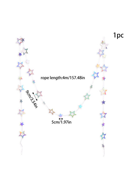 Choice1 B03 لافتة زينة معلقة على شكل نجمة ورقية متقزحة اللون، فضية اللون، بتص...