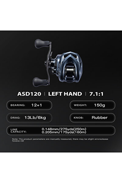 choice2 بكرة صيد Cylius Ashmoon 7.1 بمقبض يساري، 13 محمل كروي، مقاومة للماء ا...