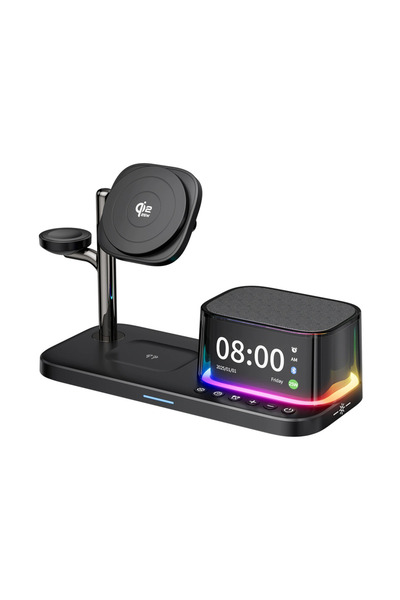Choice مكبر صوت بلوتوث أسود 5.3 بوصة بتقنية Qi2.2، شاحن لاسلكي سريع مغناطيسي ...