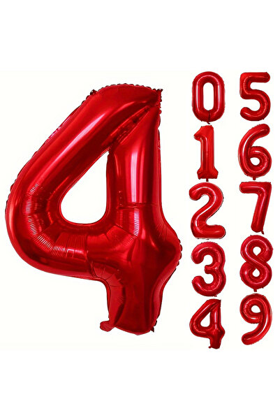Choice6 32inch Number 4 32INCH Red Number Foil Balloons for Birthday Annivers...