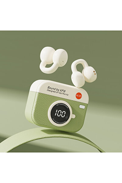 Choice1 سماعات أذن بلوتوث لاسلكية Q87 خضراء بتصميم كلاسيكي، مزودة بشاشة عرض ل...