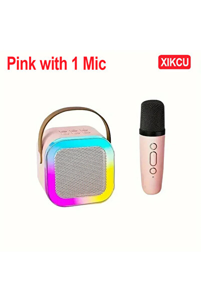 choice2 مكبر صوت XIKCU محمول بتقنية بلوتوث 5.3، وردي اللون، مزود بميكروفون وا...