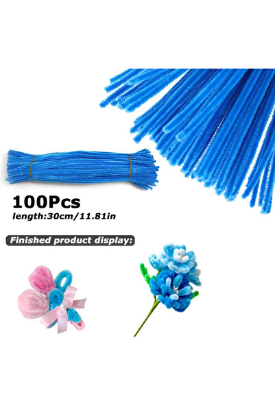 Choice7 30cm x 0.6cm Blue3 100Pcs 30cm Colors Chenille Stem Twisted Rod Iron ...