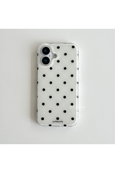 Choice3 غلاف هاتف بتصميم بسيط باللونين الأسود والأبيض بنقاط البولكا، متوافق م...