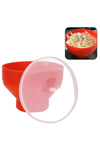 Choice وعاء سيليكون أحمر لصنع الفشار في الميكروويف مع غطاء، طبق للبطاطس المقل...