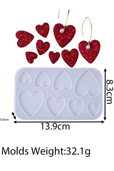 Choice قالب سيليكون لأقراط سلسلة القلوب (04) - اصنع بنفسك قلادة على شكل قلب -...