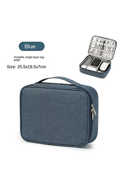 Choice5 حقيبة تخزين كابلات الشحن المحمولة من طبقة مفرد باللون الأزرق، مزودة ب...