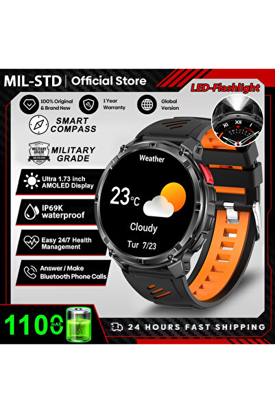 Choice1 Black orange 2026 New T-Rex3 Pro 1100mAh Battery Smart Watch GPS path...