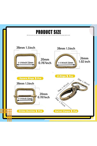 Choice مجموعة متنوعة من مشابك حزام المعدنية البرونزية بعرض 32 مم، تتضمن 20 قط...