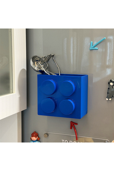 choice2 Blue Magnetic Storage Box Building Blks Storage Rack Kitchen No-Drill...