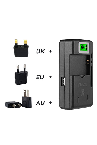 choice2 شاحن بطارية جوال أوروبي 5 فولت رمادي داكن، مزود بشاشة LCD عالمية ومنف...