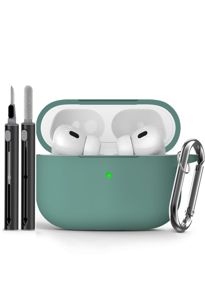 Choice15 جراب سيليكون ناعم لسماعات AirPods Pro 3 باللون الأخضر مع قلم، إصدار ...