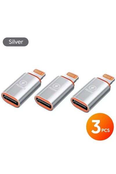 Choice1 3 قطع - فضي، محول شحن سريع PD20W من النوع C إلى Lightning OTG لأجهزة ...