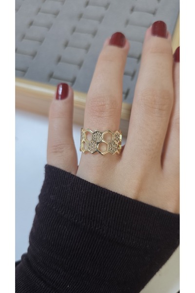 ARTEMİSİA Premium Design Sparkling Women's Double Color Ring Adjustable Witho...