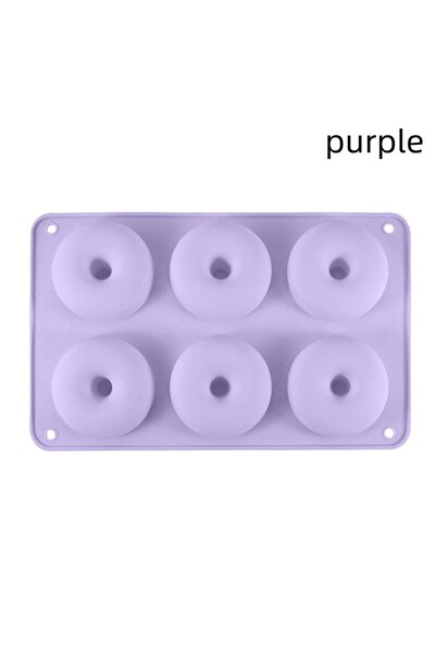 Choice1 قالب سيليكون دائري على شكل دونات ماكارون بنفسجي اللون، مكون من 6 قطع ...