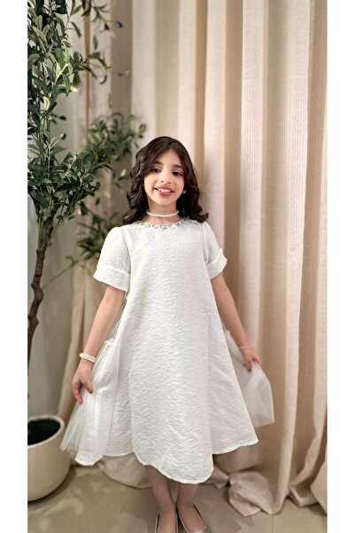 gmax Girls' dress with ruffles and fabric sheen
