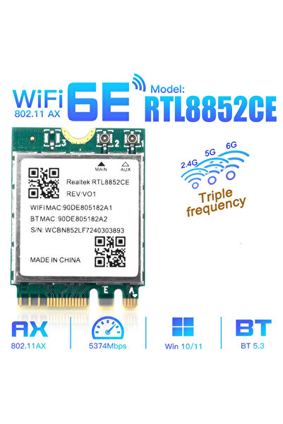 Choice محول M.2 واي فاي 6E ثلاثي النطاق بسرعة 5374 ميجابت في الثانية بتقنية ب...