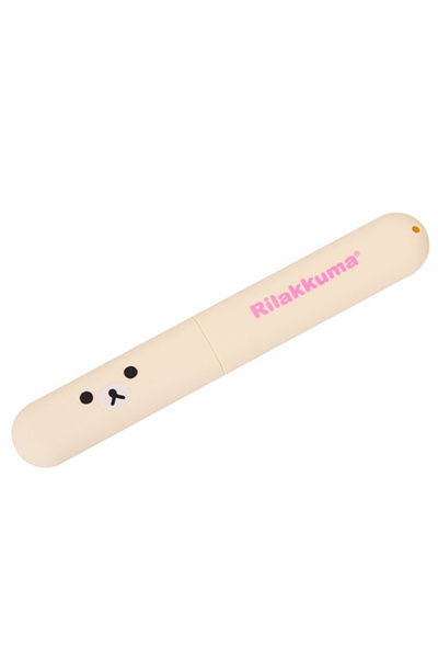 Choice5 علبة فرشاة أسنان محمولة للسفر، لون بيج، مع غطاء فرشاة أسنان بتصميم دب...