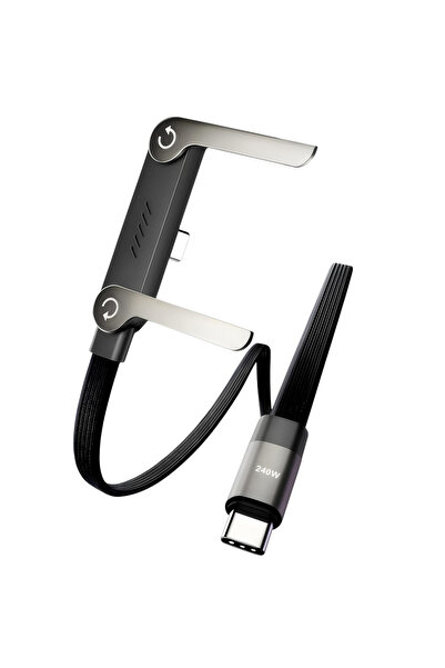 Choice حامل بيانات قابل للطي مع شاحن سريع بقوة 240 واط، سلك بيانات 2 في 1، حا...