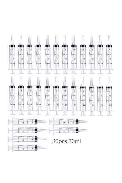 choice2 30 قطعة من محاقن بلاستيكية قابلة لإعادة الاستخدام سعة 20 مل، 5، 10، 2...
