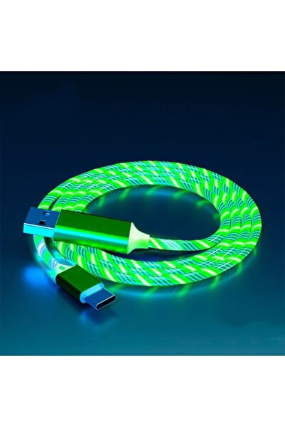 Choice كابل USB-C بطول متر واحد مزود بإضاءة LED خضراء متوهجة، 3 في 1، لشحن سر...
