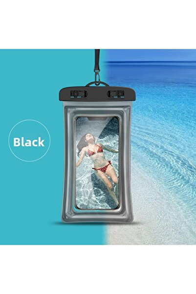 Choice جراب هاتف أسود شفاف مقاوم للماء من مادة PVC، مزود بشاشة لمس مضيئة، حقي...