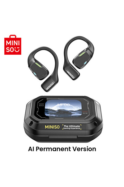 Choice سماعة أذن MINISO سوداء مزودة بمترجم، سماعات رأس لاسلكية MINISO M98 بتق...