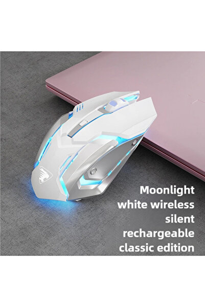 choice2 فأرة ألعاب لاسلكية بيضاء S6، مزودة بإضاءة RGB، بستة أزرار، مناسبة للم...