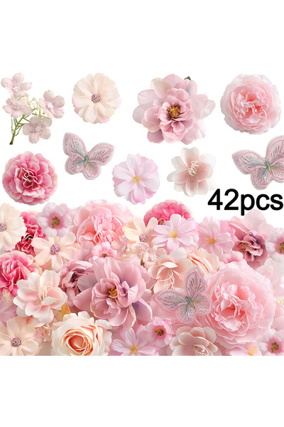 Choice3 42 قطعة - عبوة من 42 قطعة من رؤوس زهور الورد حرير الاصطناعية، زهور ال...