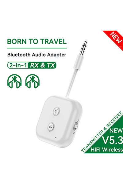 Choice جهاز استقبال وإرسال صوتي بلوتوث 5.3 متعدد النقاط أبيض اللون، أبيض اللو...