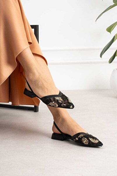 CICIKIZ Elvan, Low Heeled Jurdan Bottom Shoes with Back Rubber Detail