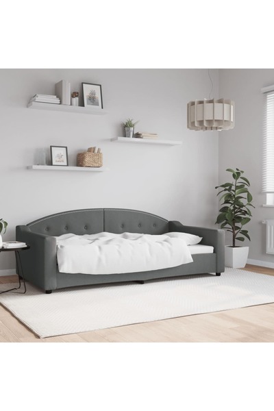 Concept Cadru de pat, gri închis, 90x190 cm, material textil