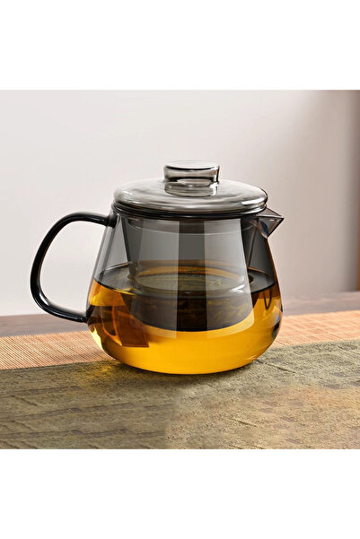 choice2 إبريق شاي زجاجي رمادي سعة 480 مل مع مصفاة، غلاية شاي من زجاج البوروسي...