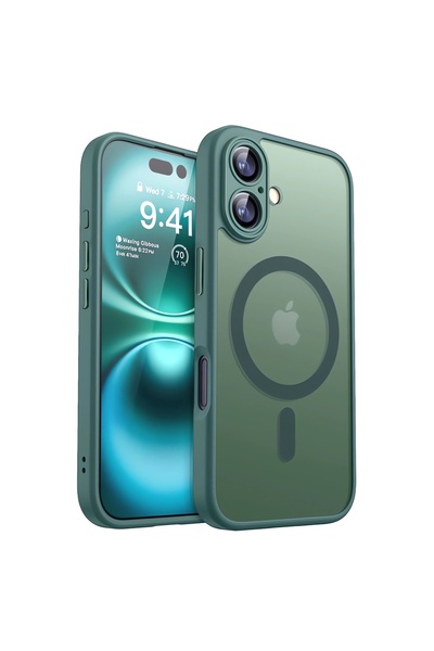 Choice جراب فاخر مغناطيسي مقاوم للصدمات، بلون أخضر عسكري، مناسب لهواتف آيفون ...