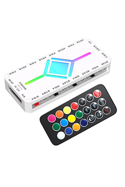 Choice1 WHITE Coolcirc ARGB Chassis Fan Controller 1 to 9 Ports Splitter ARGB...