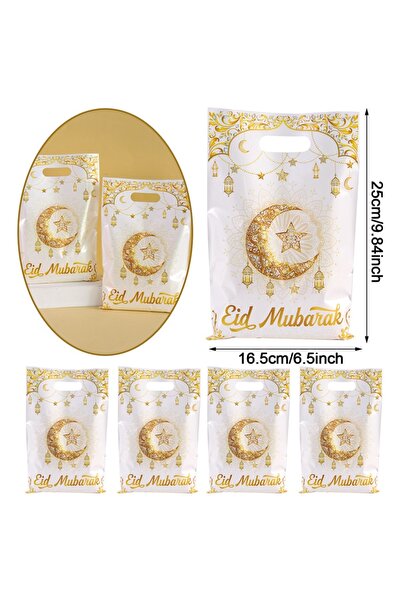 Choice1 ٢٠ كيس هدايا مزخرف باللونين الأبيض والذهبي لعيد مبارك، وزينة رمضان ٢٠...