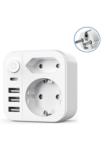 Choice مقبس كهربائي أوروبي متعدد المنافذ 6 في 1 بمعايير الاتحاد الأوروبي، مزو...