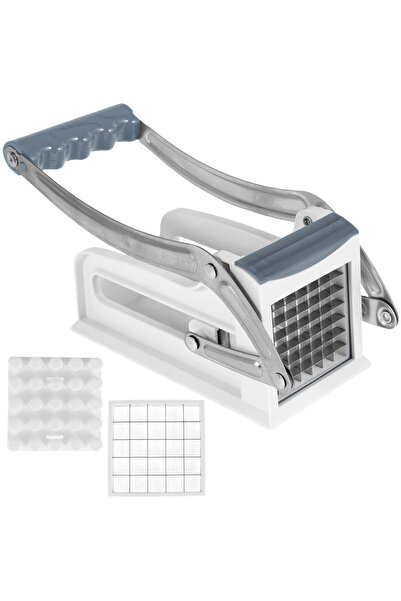 Choice قطاعة بطاطس فرنسية يدوية الضغط، لون أزرق، مصنوعة من الفولاذ المقاوم لل...