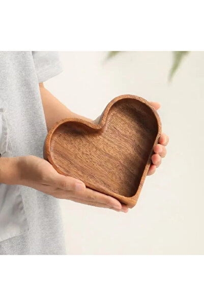Choice 1pc Creative Heart Shape Dessert Storage Box Solid Wood Candy Tray Nat...
